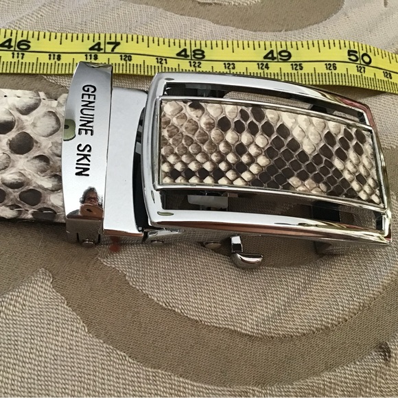 Genuine Snake Skin Print Belt with Adjustable Silver Buckle main image 5
